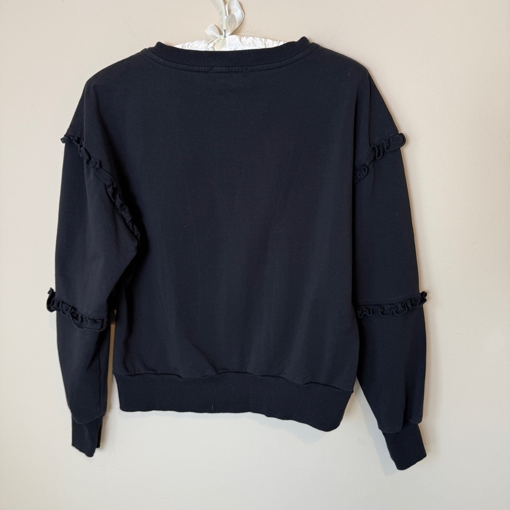 Evereve Women's Sonia Ruffle Sweatshirt Black size XS - Picture 8 of 9